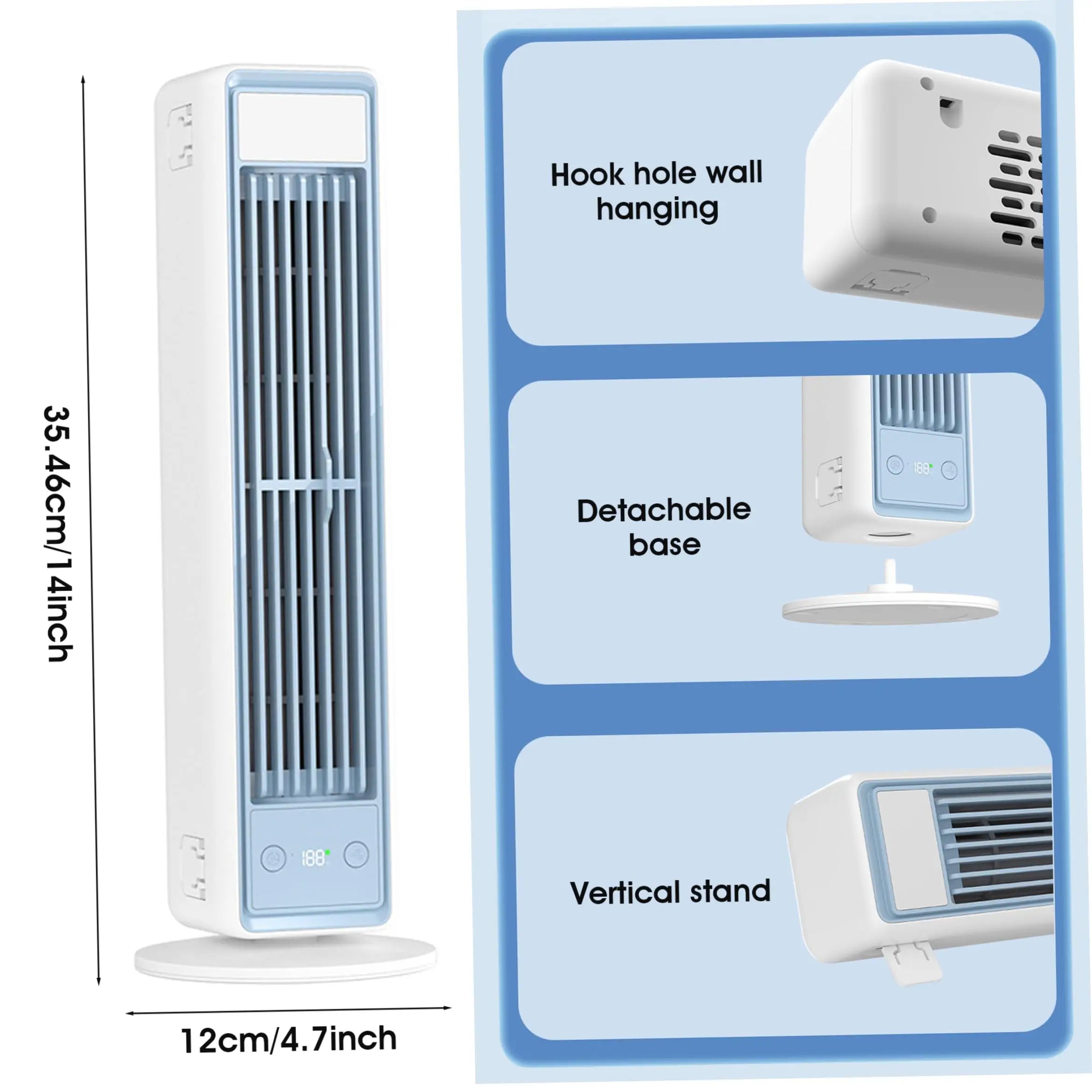 Ventilateur Tour Multi-Directionnel Silencieux – Refroidisseur d'Air Portable Sans Pales