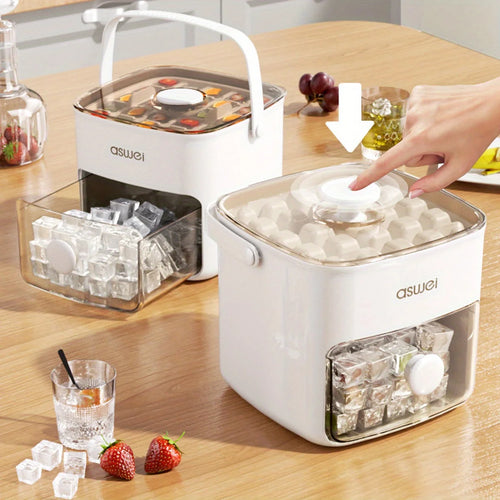 Bac à Glaçons :  48 Cubes avec Couvercle Easy-Press – Double Couche & Démoulage Facile.