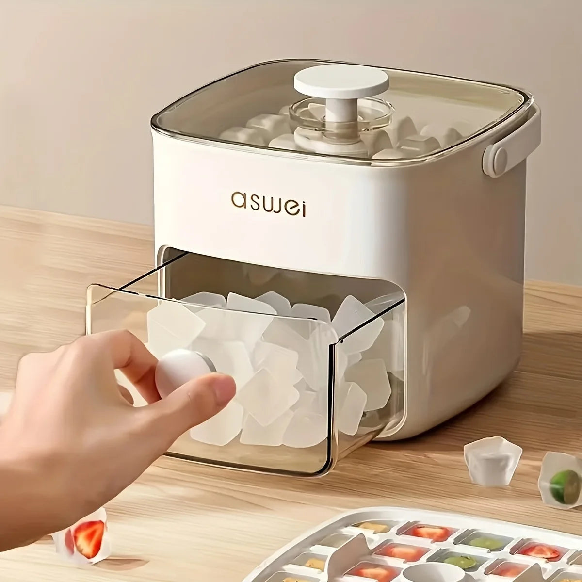 Bac à Glaçons :  48 Cubes avec Couvercle Easy-Press – Double Couche & Démoulage Facile.