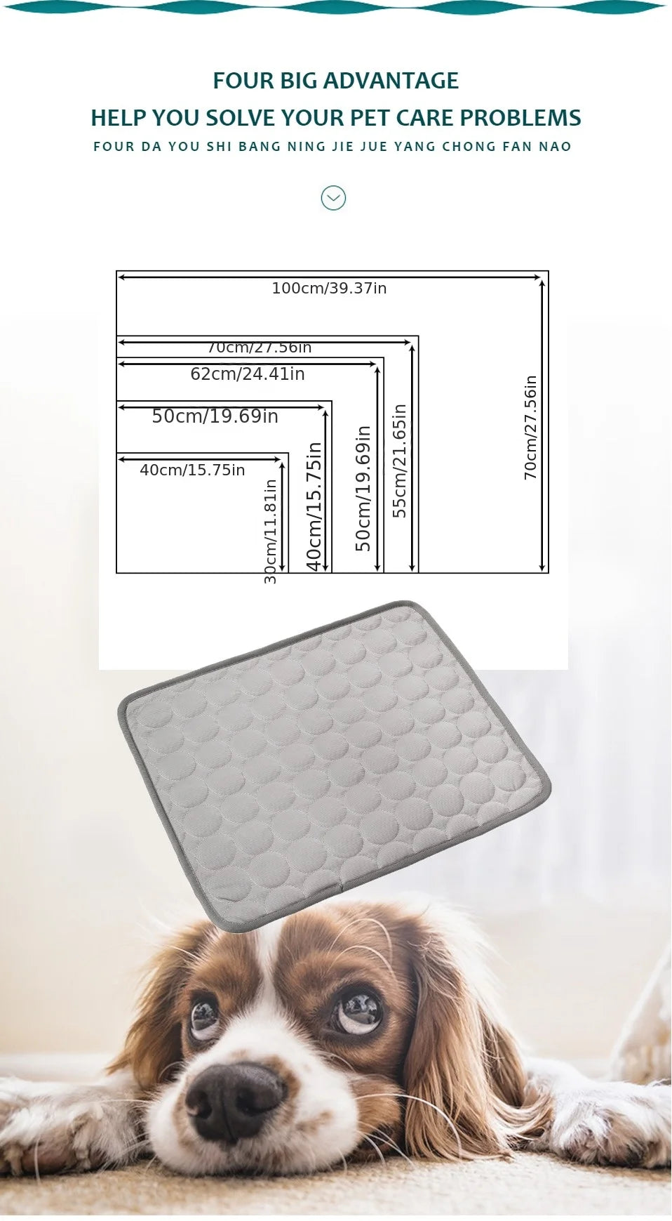Tapis Rafraîchissant pour Chien & Chat — Tapis de Refroidissement Été, Lavable