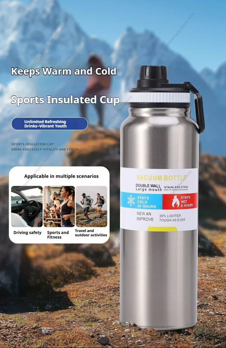 Bouteille Isotherme Sport en Inox — Garde Chaud & Froid 12h, 600/800/1000ml