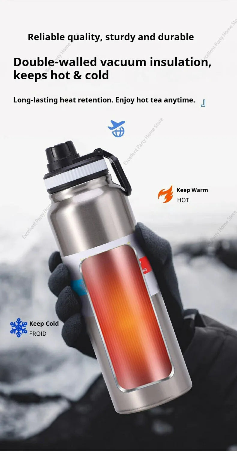 Bouteille Isotherme Sport en Inox — Garde Chaud & Froid 12h, 600/800/1000ml