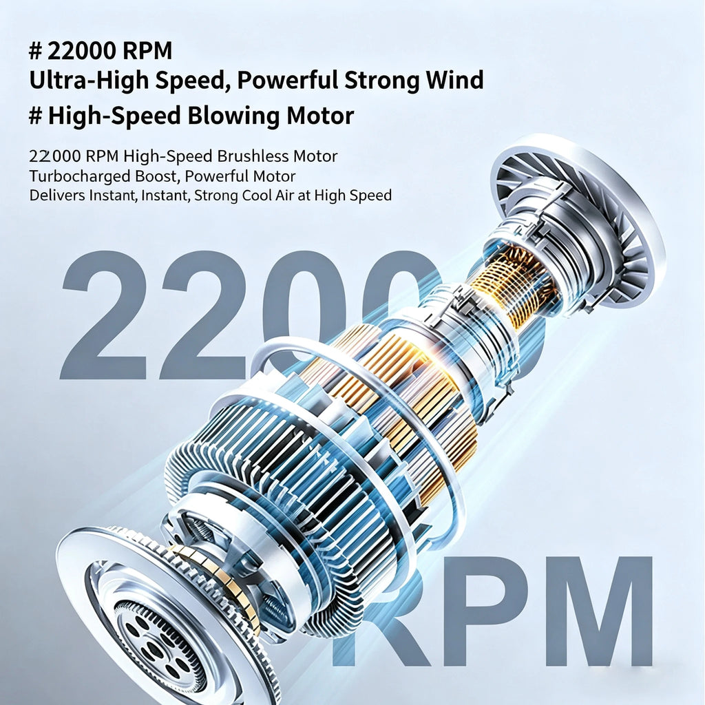 Mini Ventilateur Portable Turbo — Rechargeable USB-C, 2000mAh, 100 Vitesses