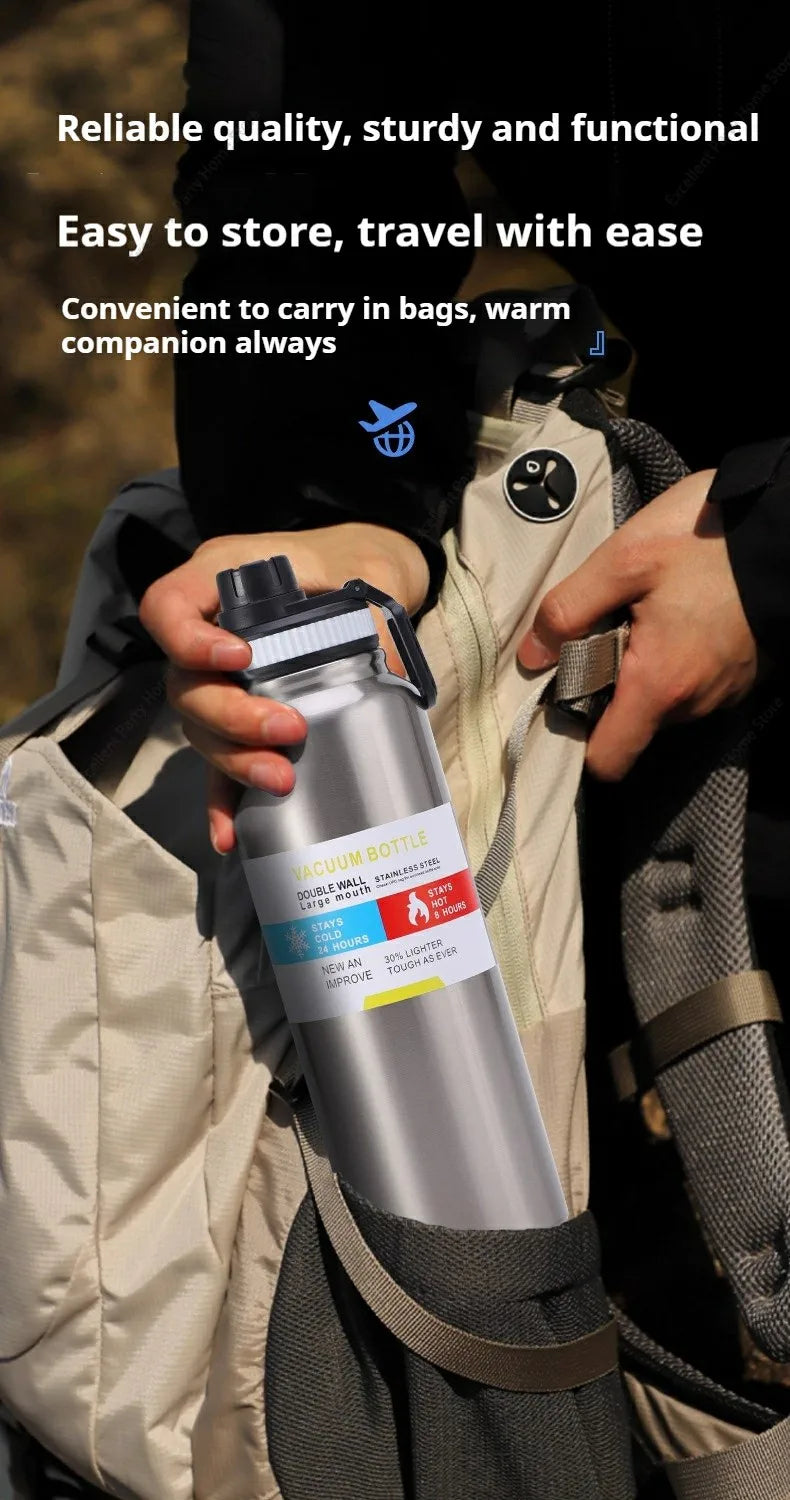 Bouteille Isotherme Sport en Inox — Garde Chaud & Froid 12h, 600/800/1000ml
