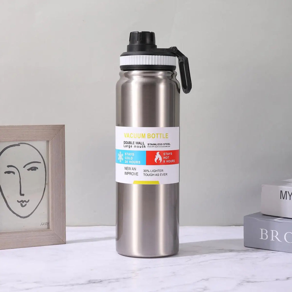 Bouteille Isotherme Sport en Inox — Garde Chaud & Froid 12h, 600/800/1000ml