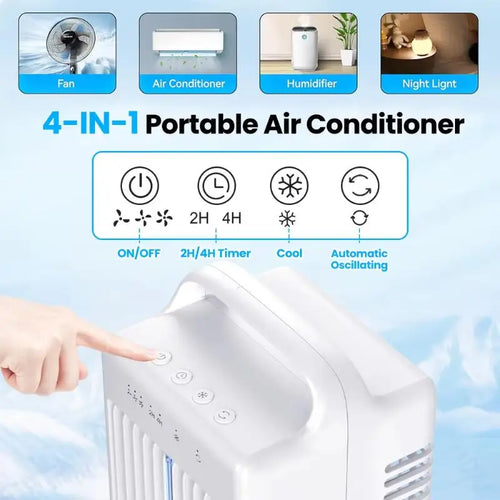 CoolMist Pro™ – Mini Climatiseur Portable 3-en-1 avec Brumisateur et Oscillation 90°