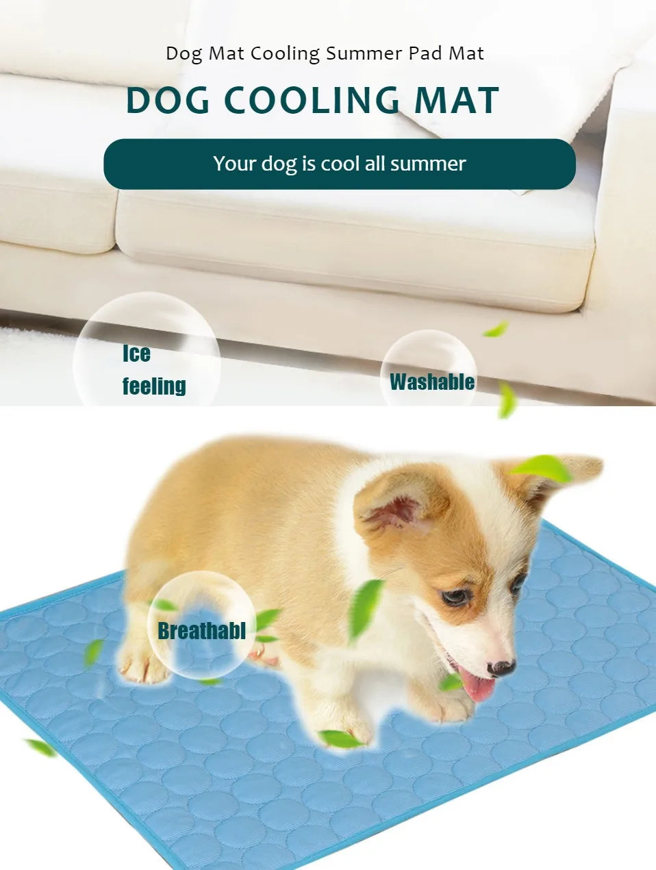 Tapis Rafraîchissant pour Chien & Chat — Tapis de Refroidissement Été, Lavable