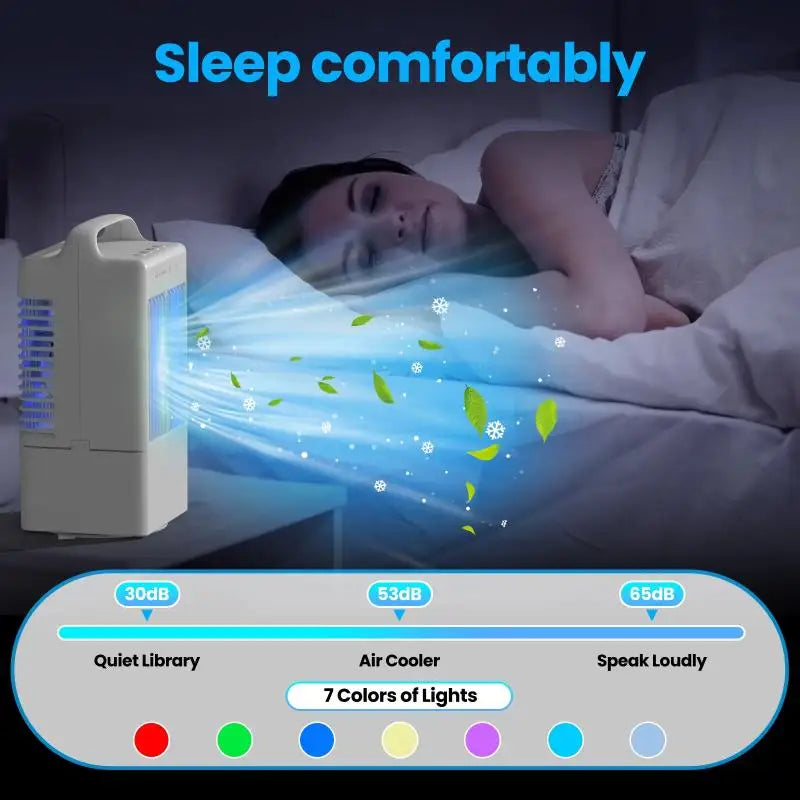 CoolMist Pro™ – Mini Climatiseur Portable 3-en-1 avec Brumisateur et Oscillation 90°