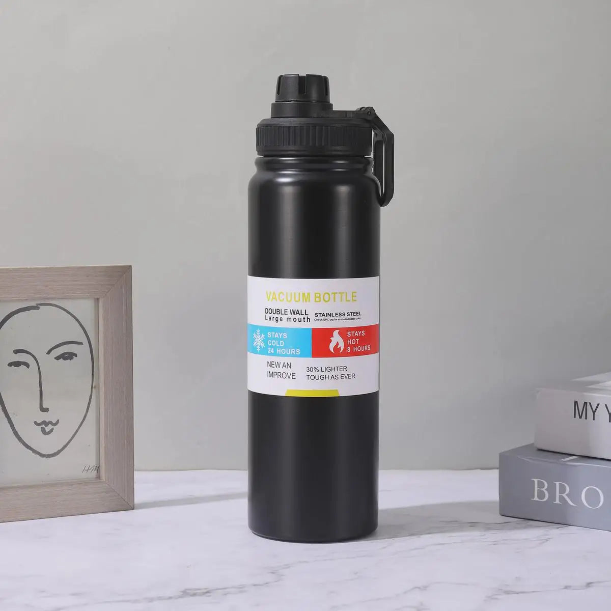 Bouteille Isotherme Sport en Inox — Garde Chaud & Froid 12h, 600/800/1000ml