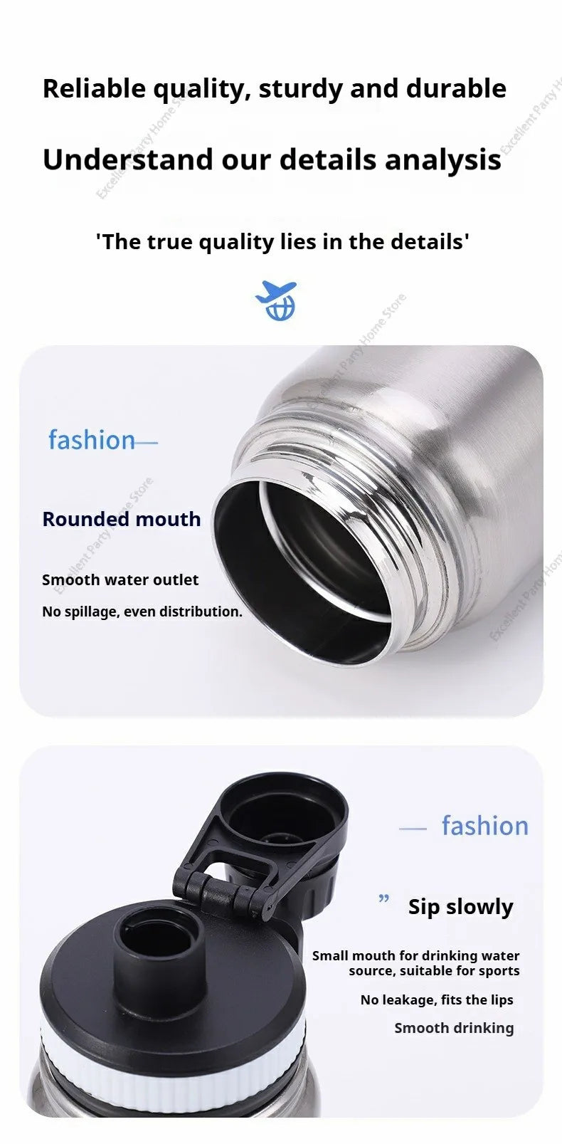 Bouteille Isotherme Sport en Inox — Garde Chaud & Froid 12h, 600/800/1000ml