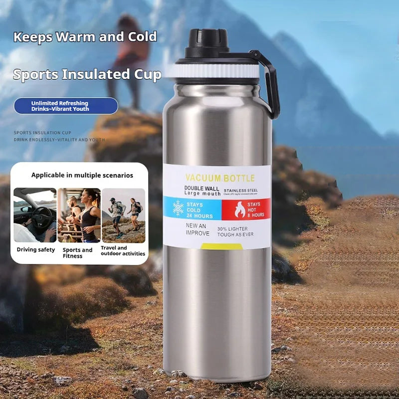 Bouteille Isotherme Sport en Inox — Garde Chaud & Froid 12h, 600/800/1000ml
