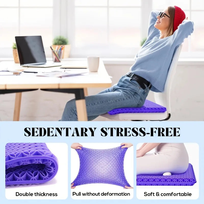 Coussin Gel Alvéolé Rafraîchissant — Ergonomique, Anti-Chaleur, Bureau & Voiture