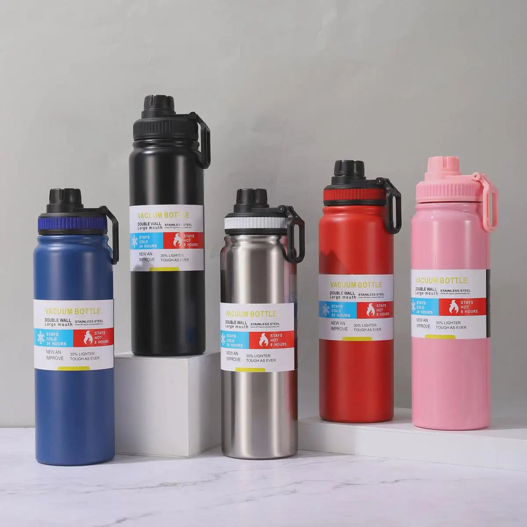 Bouteille Isotherme Sport en Inox — Garde Chaud & Froid 12h, 600/800/1000ml