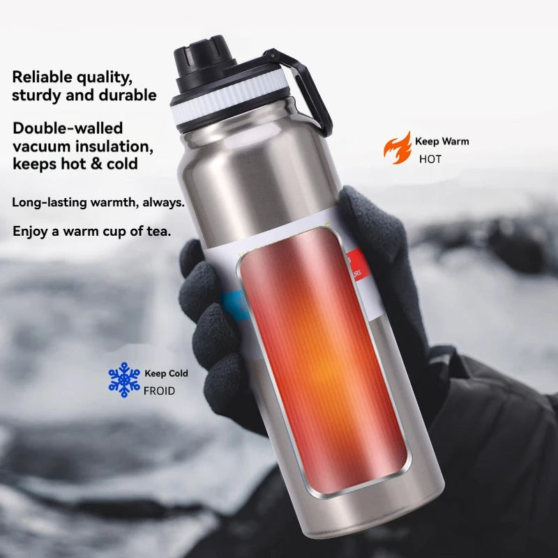 Bouteille Isotherme Sport en Inox — Garde Chaud & Froid 12h, 600/800/1000ml