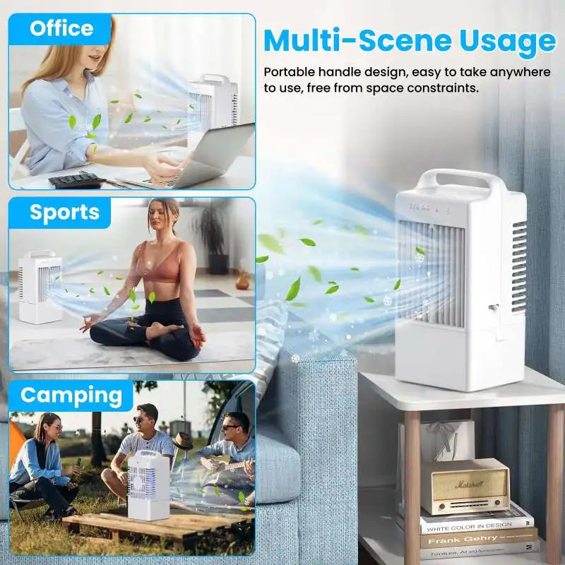 CoolMist Pro™ – Mini Climatiseur Portable 3-en-1 avec Brumisateur et Oscillation 90°